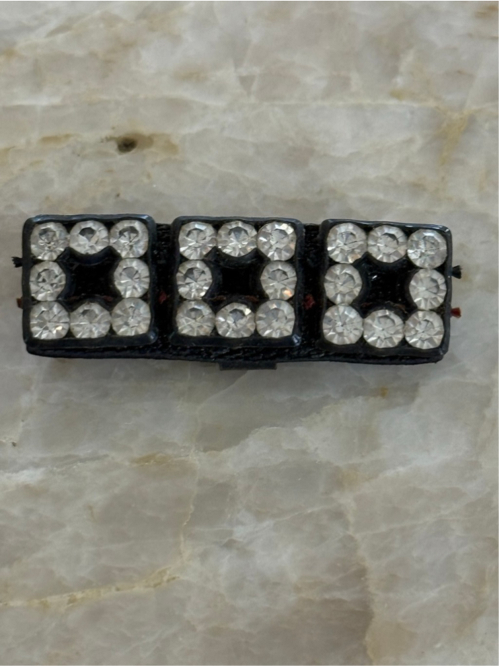 Vintage Black and Silver Rhinestone Clip-On collar or shoe accessories